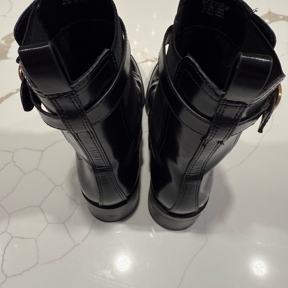 Zara Black Ankle Boots with Gold Buckle - Picture 6 of 8